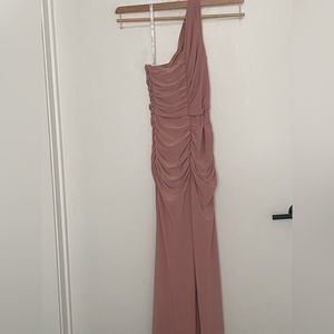 Size 0 DB Studio desert coral ruched jersey one-shoulder bridesmaid dress